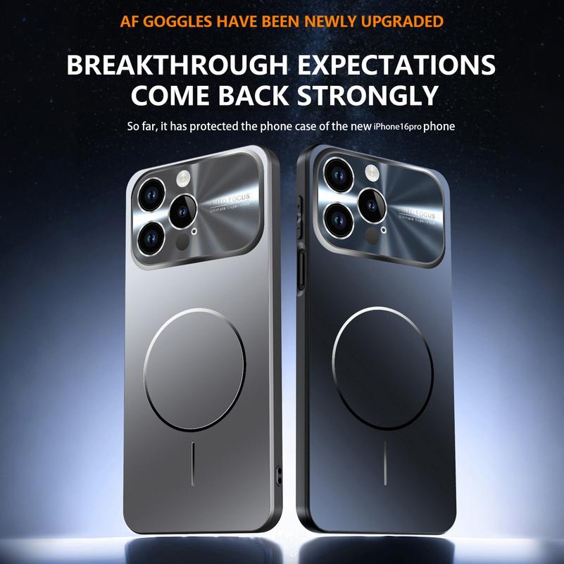 Luxury Colorful Magnetic Large Window Cell Phone Case For iPhone 13 14 15 16 17 Pro Max Air Lens Protect Wireless Charging Cover