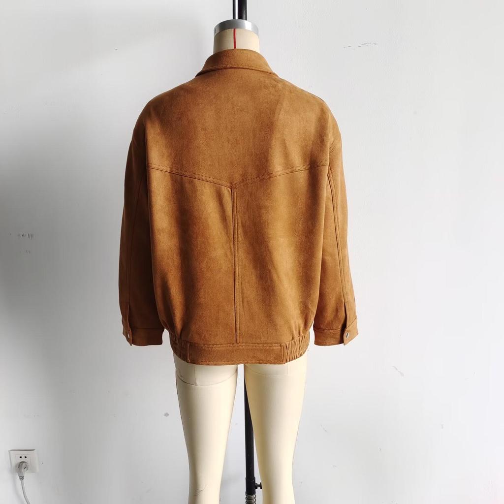 Women's Retro Distressed Fashion Aviator Jacket In Coffee Color