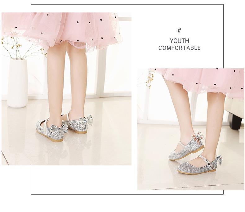 Aisha Gold Crystal Girls' Soft Flat Dance Dress Shoes - Princess Style