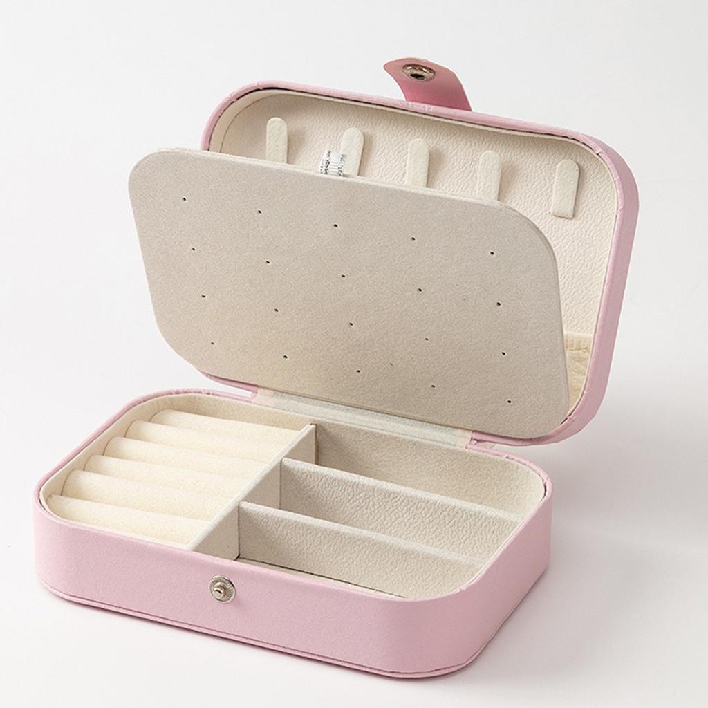 Tragbare Schmuckschatulle mit mehreren Fächern und Samtfutter - Reisefreundlicher rosa Schmuckorganizer für Accessoires