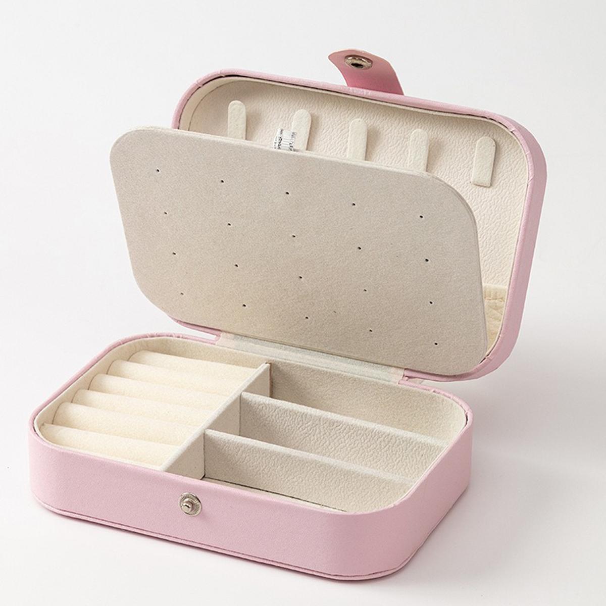 

Portable Multi-Compartment Jewelry Box with Velvet Lining - Travel-Friendly Pink Jewelry Organizer for Accessories рожевий