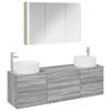 Bathroom Furniture Set 4 Pcs Grey Sonoma Engineered Wood and Glass
