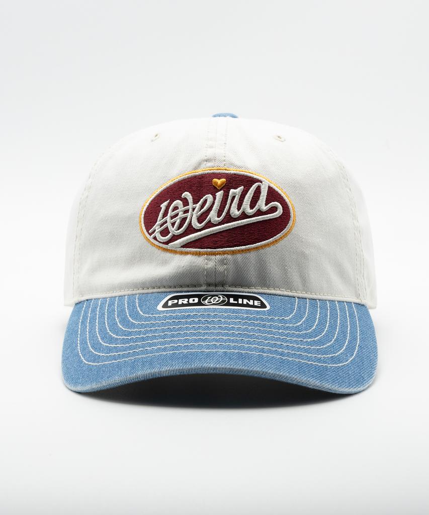 Wieoldeuwoldeu Red Circle Logo Patch Denim Color Block Ball Cap