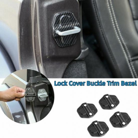 4x Car Door Lock Cover Buckle Trim Bezel For Jeep Wrangler JL JT Carbon Fiber
