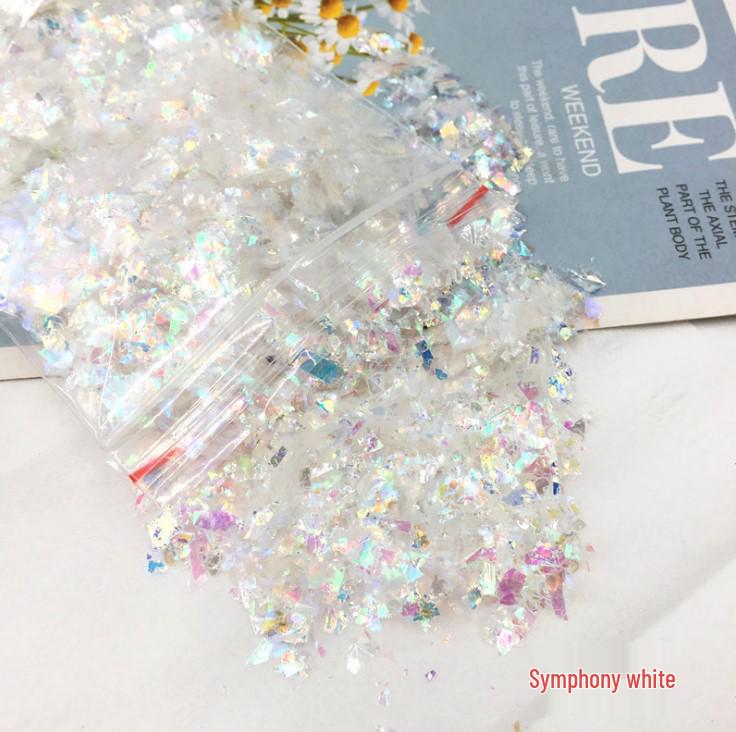 DIY Irregular Nail Shell Paper Fragments – 10g Bag for Slime, Epoxy Resin, Crafting.