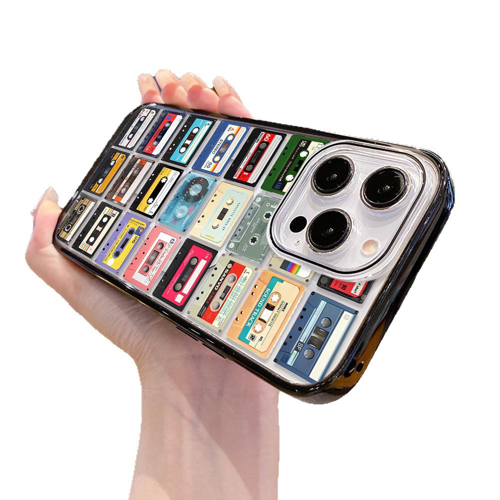 American retro tape mobile phone case Apple 15Pro acrylic magnetic suction MagSafe transparent iPhone17 anti-drop