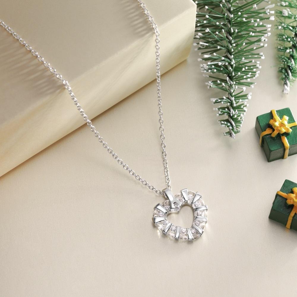 Dylam High Jewelry Rhodium 18K Gold Plated S925 Silver 5A Zirconia Heart Love Pendant Necklaces for Xmas Christmas Gifts
