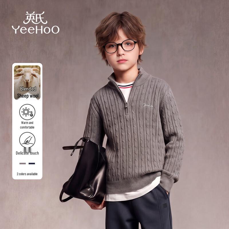 YEEHOO Children's Casual Wool-Blend Mock Neck Knit Sweater
