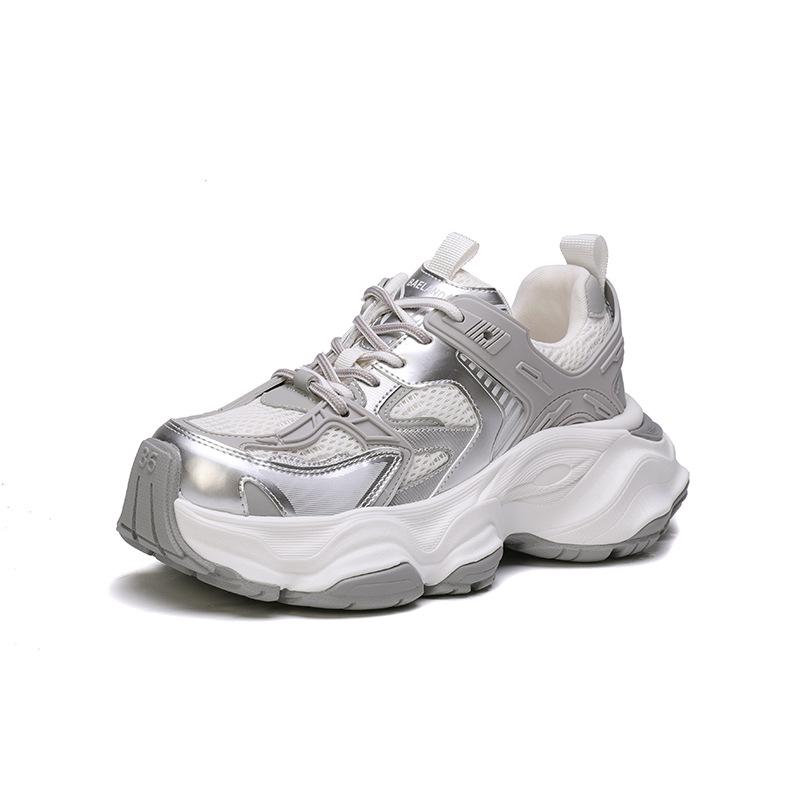 

Женская повседневная модная спортивная обувь из натуральной кожи, сетчатая, однотонная, с лоскутным узором, толстая подошва, со шнуровкой, однотонная, со шнуровкой, толстая подошва 35