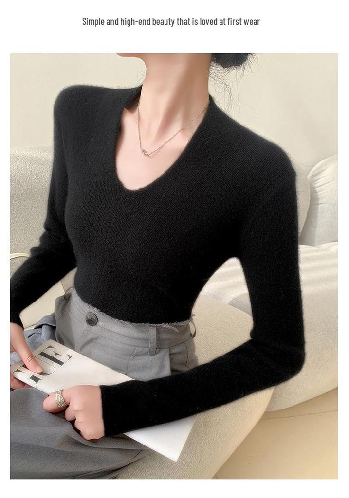 Women's Slim Fit V-Neck Cashmere Sweater - Autumn/Winter 2025 Versatile Lightweight Knit Cardigan