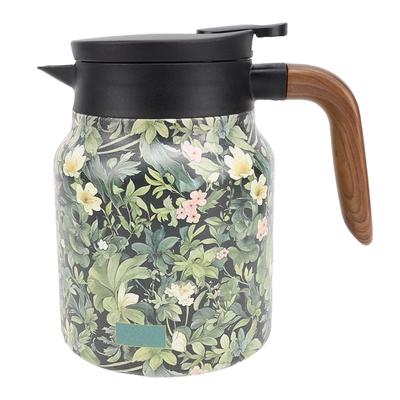 Isolerad tekanna med sil 1000ml Läckagesäker 316 Rostfritt stål Blomstermönster Temp Digital