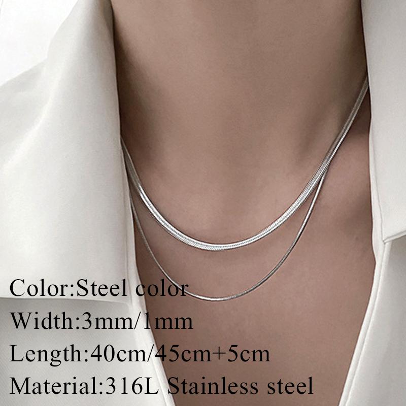 New 2025 Stainless Steel Double Layered Stacking Chain Necklace Women Woman's Choker Jewelry Necklace for Women