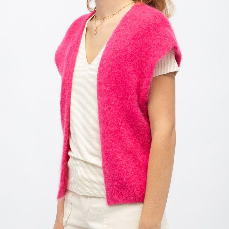 Gilet rose vibrant maille sade Femme LA PETITE ETOILE