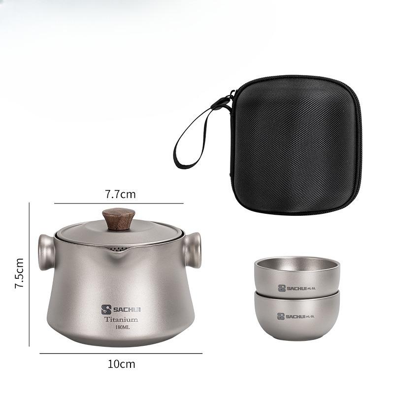 Pure Titanium Travel Tea Set of 1-5 Double-layer Kuaike Cup One Person One Color Travel Kung Fu Tea Set Portable Outdoor Camping