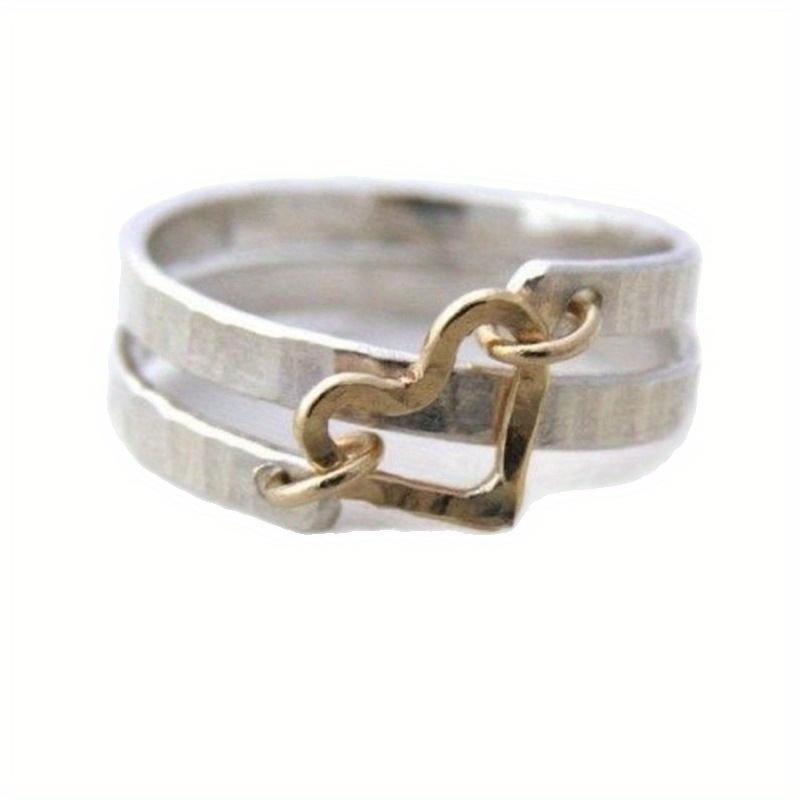 Creative  double layer design heart-shaped hollow ring perfect  temperament jewelry accessory for women's