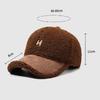 Autumn Winter Lamb Wool Baseball Cap Plush Warm Cap Large Head Circumference Embroidered Letter Cap