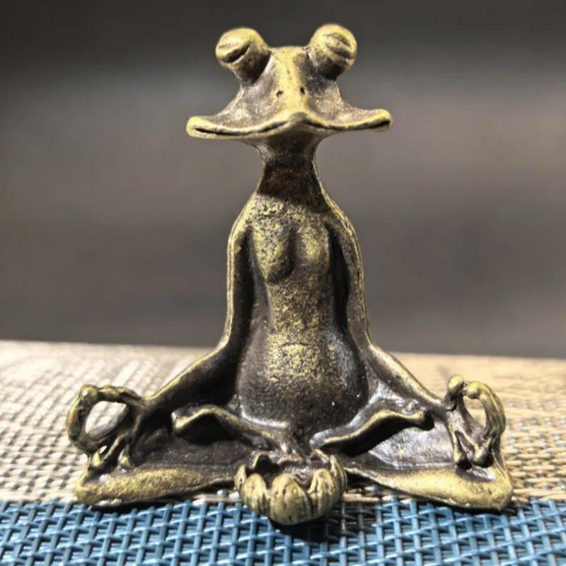 Retro Copperware Incense Socket Zen Frog Ornaments Solid Pure Copper Frog Tea Pet Incense Holder Ornaments