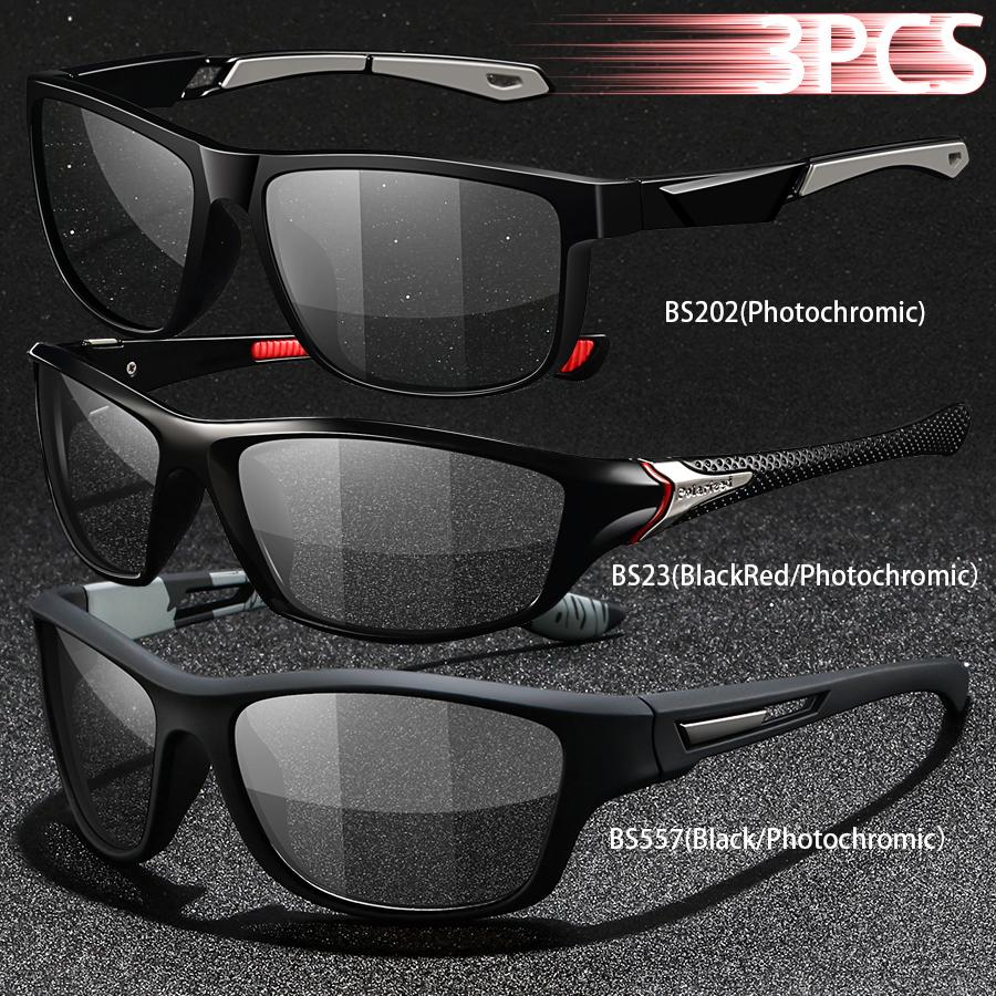 1PCS Photochromic Sports Sunglasses Men Women Vintage Cycling Driving Mountaineering Chameleon UV400 Eyewear