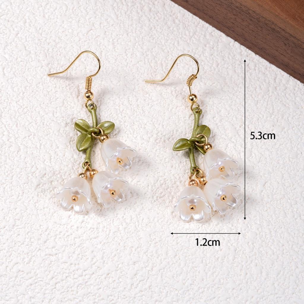 Green Lily of the Valley Ear Hook Mori Summer Fresh and Sweet Xianfan Personality Earrings