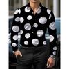 Camisa de Manga Larga con Lunares Grandes para Hombre, Camisa de Negocios con Cuello, Top Versátil Casual Europeo y Americano para Hombre