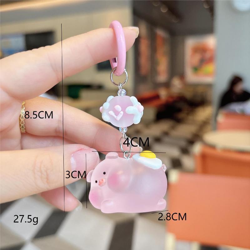 3D Luminous Pig Keychain Phone Strap Bag Pendant Decoration Car Key Chain Hanging Ornament Key Ring Jewelry For Women Girls