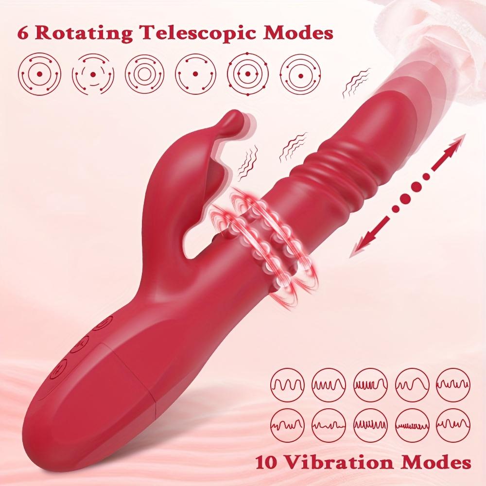 Powerful Rabbit Vibrator For Women G Spot Telescopic Rotating Clitoris Vagina Stimulator Female Masturbator For Adult Sexy Toys