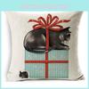 Elegant 18'' Dachshund Printed Christmas Linen Pillowcase For Cozy Living Spaces