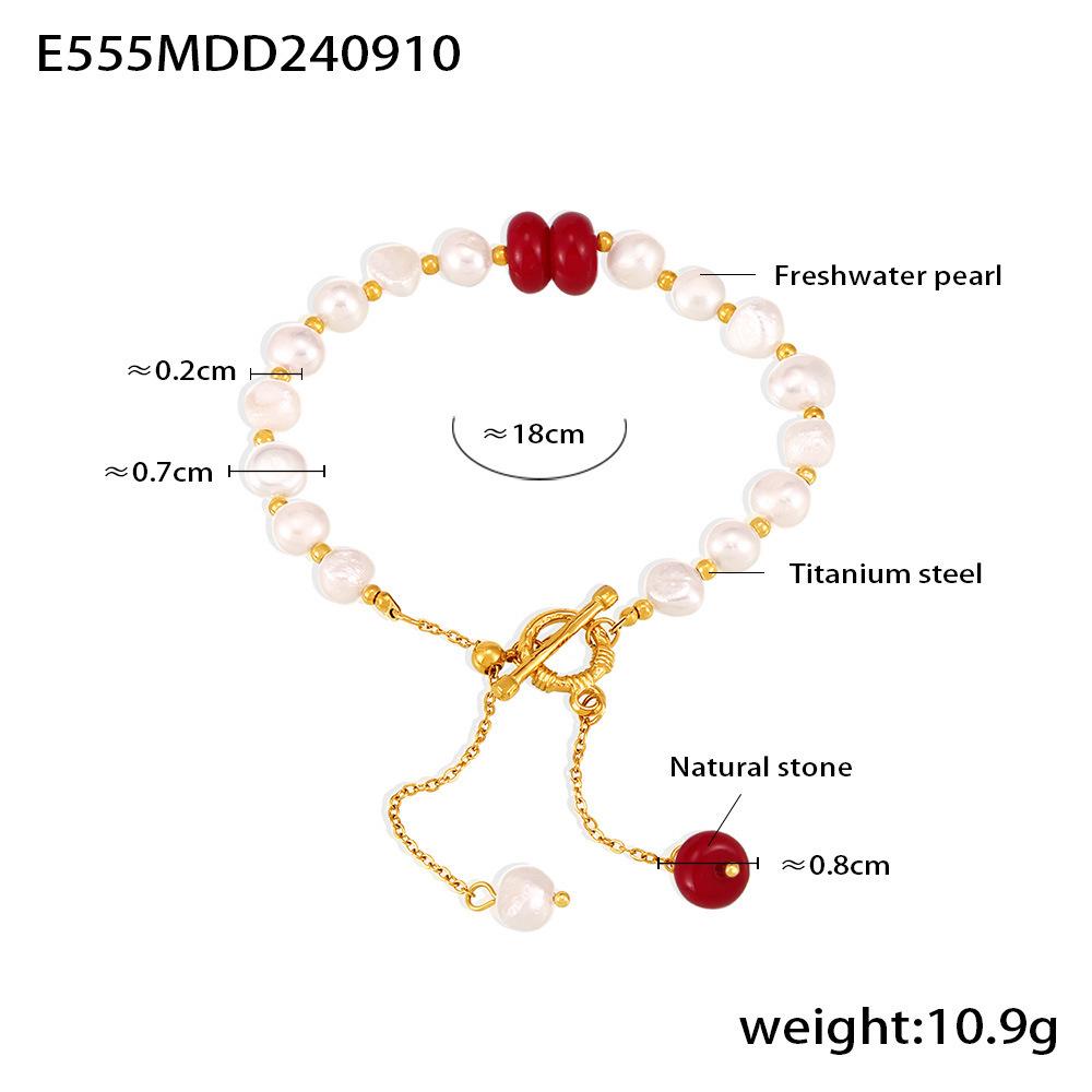 

Freshwater Pearl and Natural Stone Tassel Bracelet with OT Buckle - Sweet Style for Girls