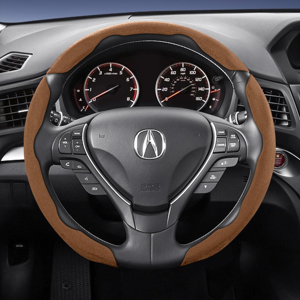bpzsw1 Suitable for Acura Sports Suede Steering Wheel Cover, Split Snap-On Style, Non-Slip and Durable, for Models Like Mdx, Rdx, Integra, Zdx, Adx,
