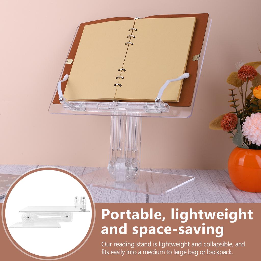 Acrylic Book Holder Stand Height Adjustable Reading Book Rest 180 Degrees Rotation Tablet Phone Holder Study Office Accessory