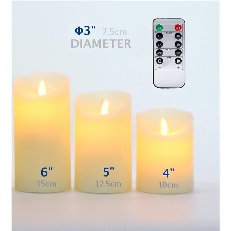 LED-Kerzen ohne Flamme, batteriebetrieben, LED-Säulen, echtes Wachs & beweglicher Docht, flackernde Kerze mit Fernbedienung