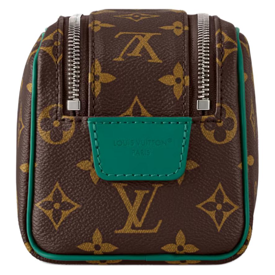 Louis Vuitton Dopp Kit Classic Logo Print Double Zipper Toiletry Bag Mini Unisex toiletry bag Brown M14911