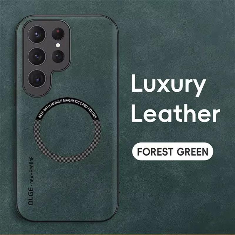 Luxusní kožené magnetické pouzdro pro Samsung Galaxy S20 S21 S24 S23 S22 Ultra FE Note10 Note20 Plus Magsafe Wireless Charge Cover