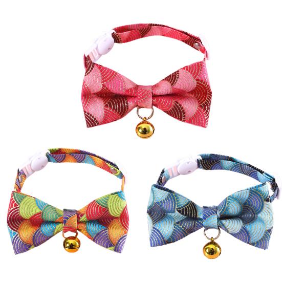 Kitten Collar Adjustable Safety Buckle Lovely Printed Bow Charm Dress Up Neck Jewelry Pet