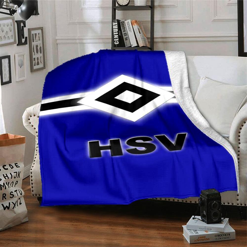 HSV Hamburg Football Club Flannel Blanket, Soccer Team Logo Print Throw Blanket, Soft Warm Sofa Bed Blanket for Football Fans Home Decor Gift