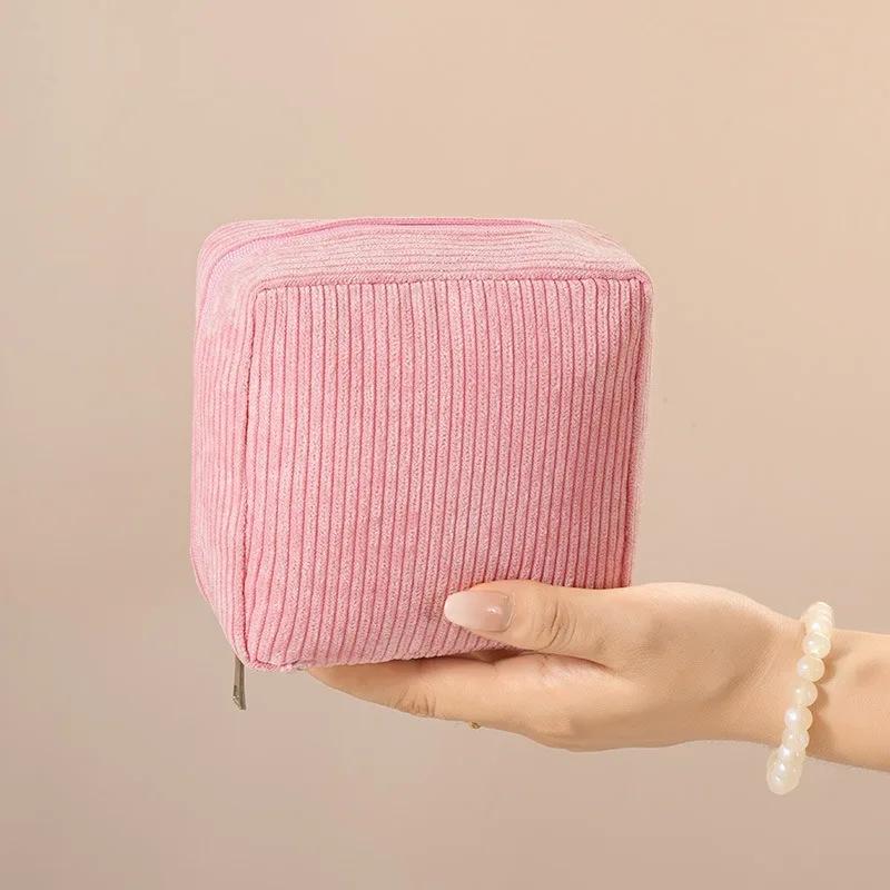 New Simple Makeup Bag Sanitary Napkin Storage Bag High Appearance Solid Color WOMEN'S Large Capacity Portable Travel Storage Bag