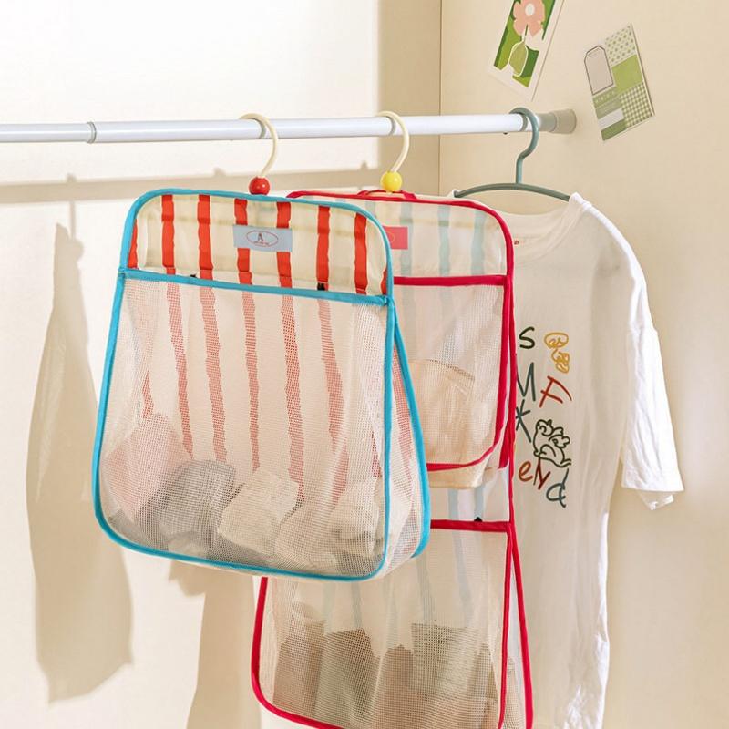 Hanging Mesh Underwear Storage Organizer Large Capacity Smooth Pouch for Closet Bedroom Socks Bra Organization