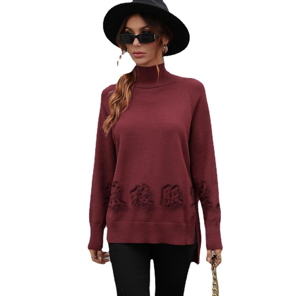Autumn and Winter New Solid Color Sweater Turtleneck European and American Women's Clothing Women's Hot Words