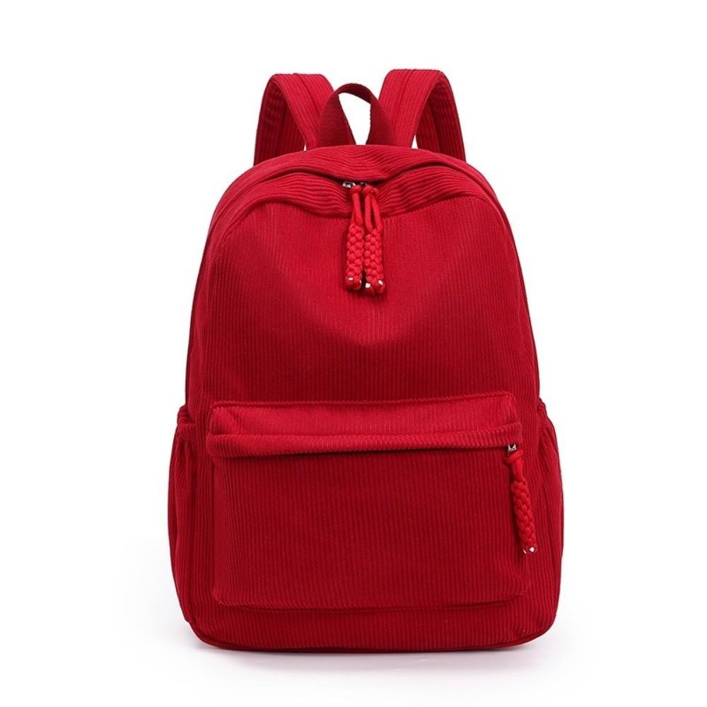 Large Capacity Corduroy Backpack Solid Color Students Daypack Casual Students School Bag Travel