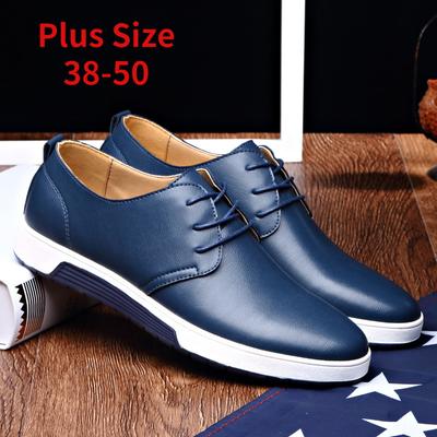 Męskie Skórzane Buty Codzienne Markowe Wygodne Buty Eleganckie dla Mężczyzn Sznurowane Oksfordy Buty Modne Mokasyny Homme Duży Rozmiar 38-50