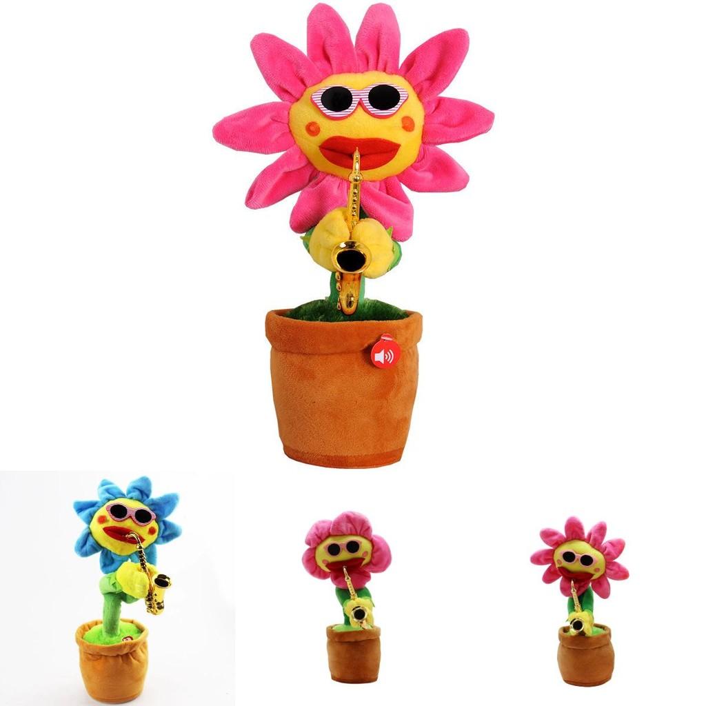 Saxophone Sunflower Plush Toy With Singing And Dancing Functions For Kids Gift