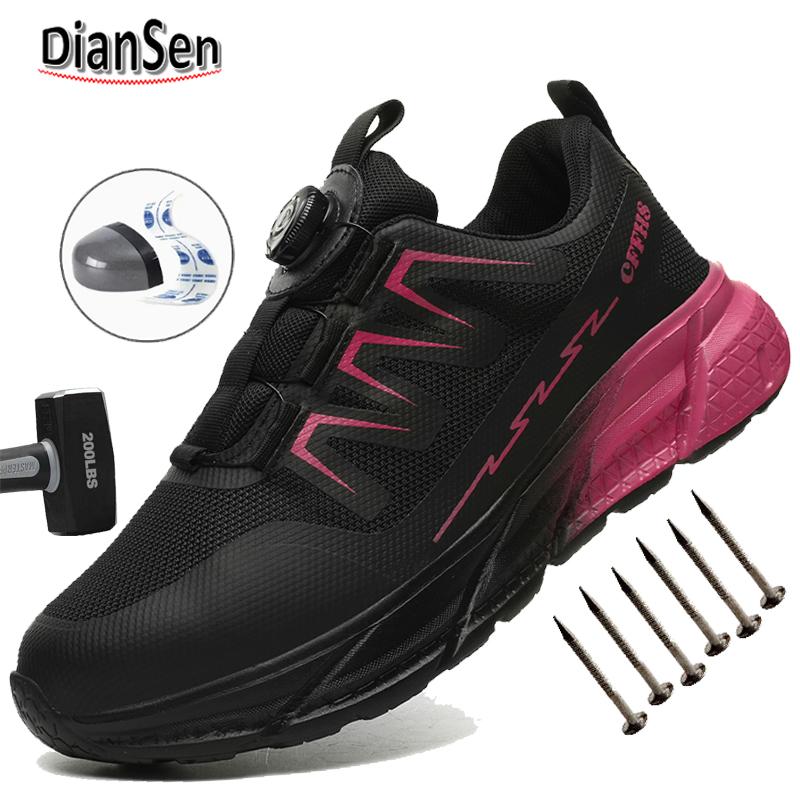 Women Work Safety Shoes With Steel Toe Female Sneakers Smash-Proof Puncture-Proof Safety Working Boots Breathable Size 35-41