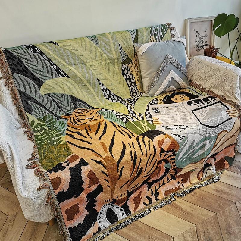 Tiger Girl Sofa Towel New Sofa Cover Cloth Anti-Cat Scratch Dust Cover Cover Sofa Cushion Cover Four Seasons Pass