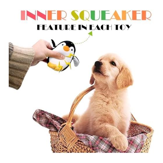 SHARLOVY Dog Rattle Animal Dog Stuffed Toys, Cute Dog Chew Toys Puppy Teething Toys, Pet Toys for Small and Medium Dogs, Soft Dog Toys, Shaggy Dog