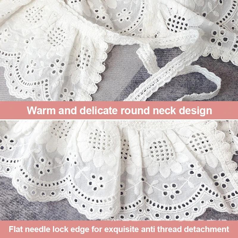 Baby Bib Lace Up Scarf Shawl Cotton Children's Detachable Collar Hollowed Out Female Baby Bib Scarf Children's Accessories 3-8Y