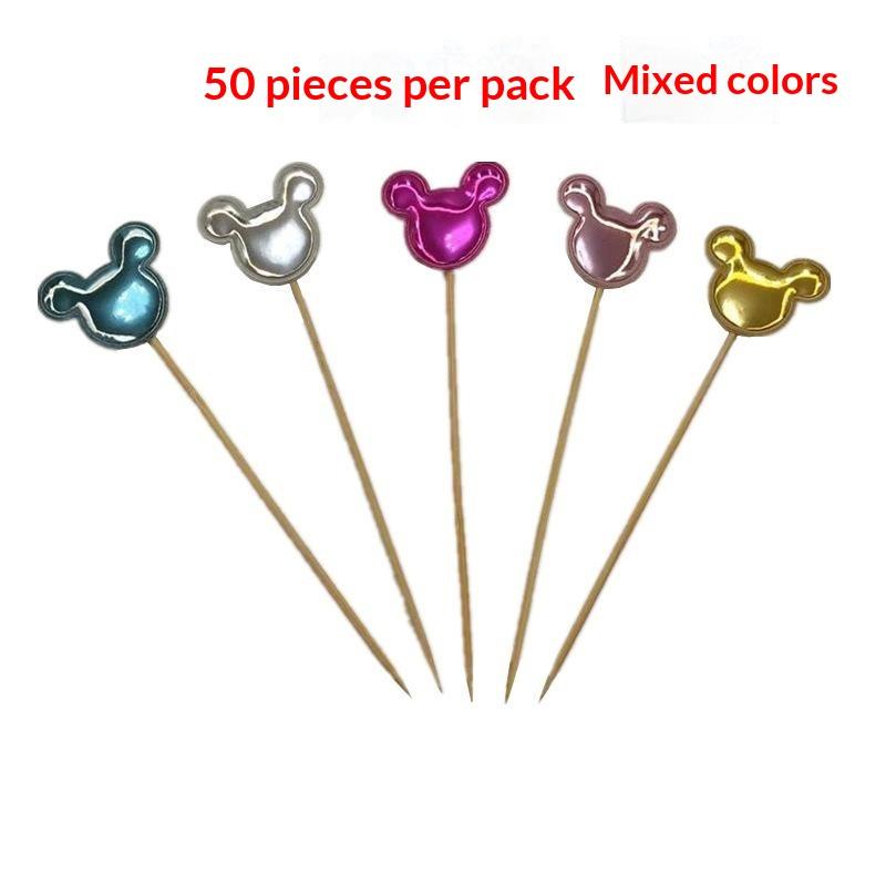 50Pcs Mini Heart Star Cupcake Topper Happy Birthday Cake Flag Decorating Baby Shower Birthday Party Cake Toppers Wedding Supply