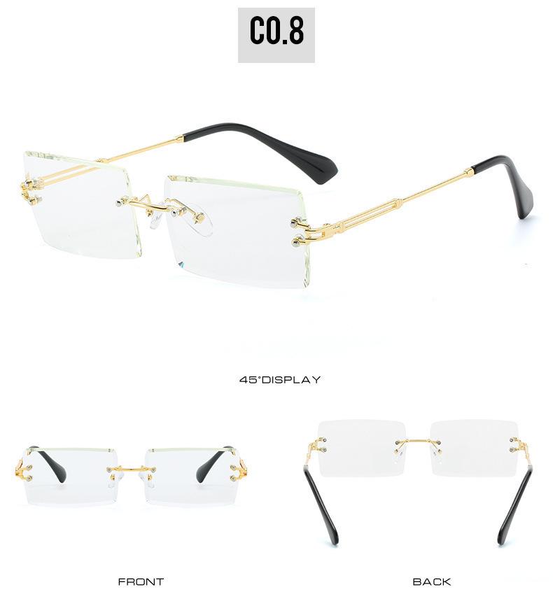 Elegant Gradient Womens Diamondcut Frameless Square Sunglasses