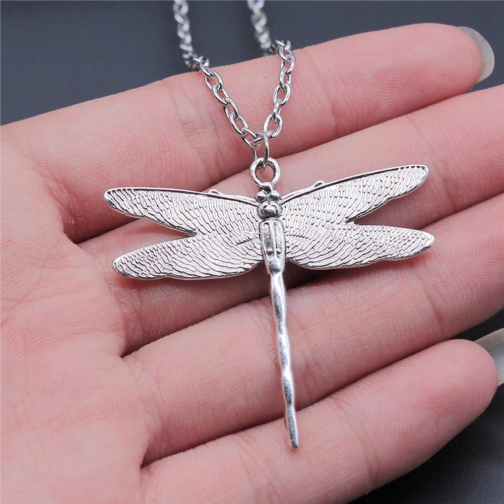 New Fashion Antique Silver Color Flying Animal Insect Necklace Butterfly Dragonfly Bee Cicada Pendant Necklace Gift For Women
