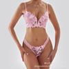 Sexy Lingerie Female Sexy Deep V Embroidery Ultra-thin Lace Bra Big Chest Small Bra Set