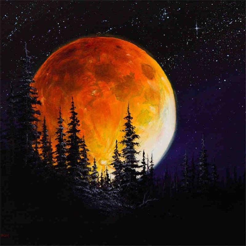 5D DIY Diamond Painting Full Round Scenery Mosaic Moon Picture Of Rhinestone Decor Home